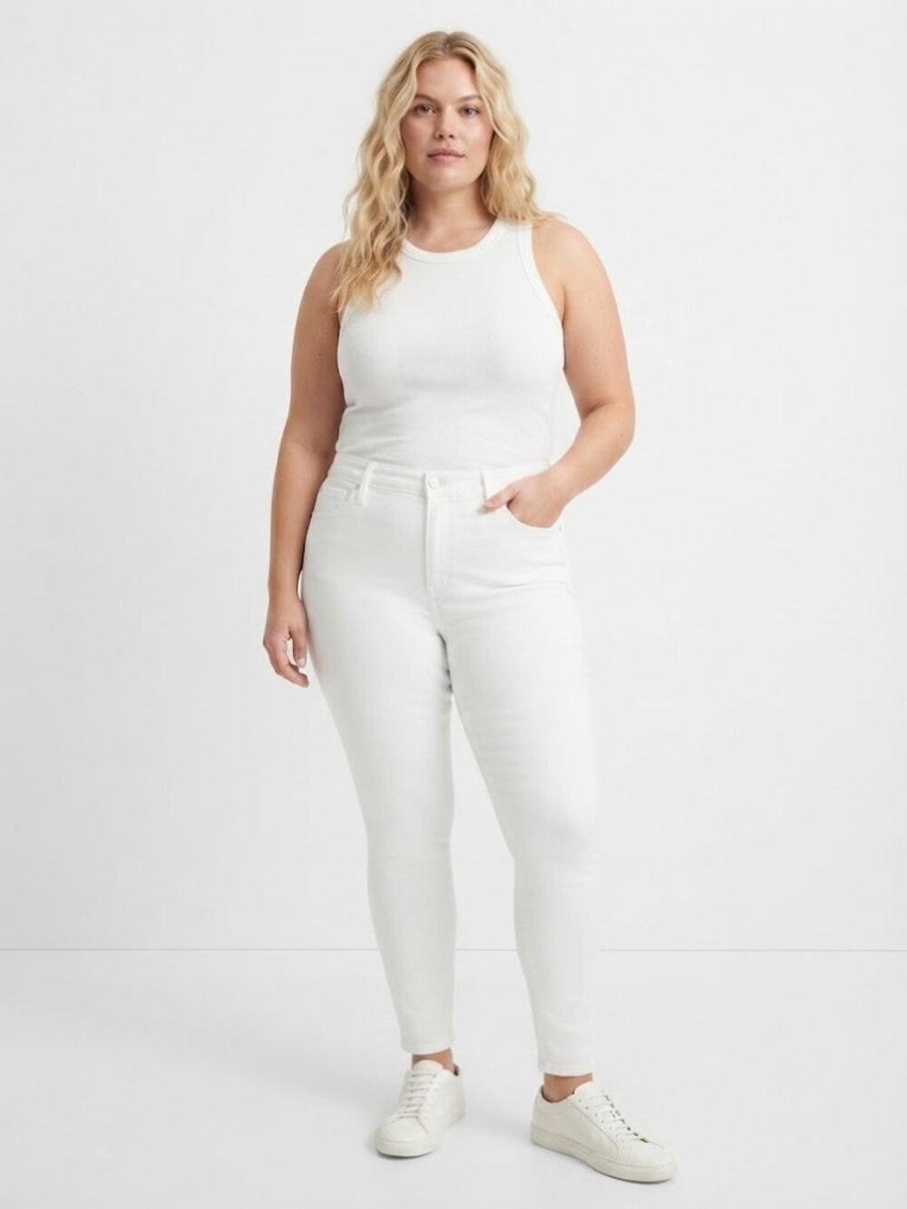 Madewell 9" Mid Rise Skinny Crop Jeans Pure White Stretch Denim Size 31 NWT